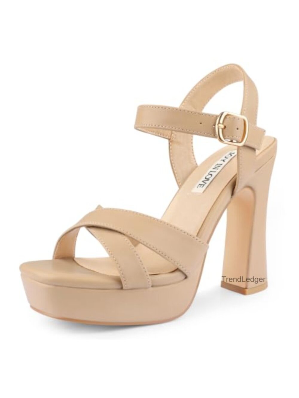 4.5" Chunky Heel Platform Sandals Faux Leather Block Heel